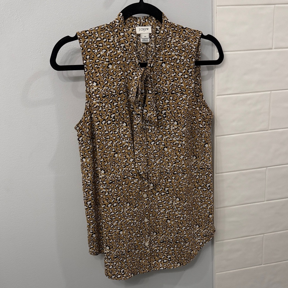 J. Crew Tan Leopard Print Sleeveless Blouse